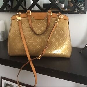 Louis Vuitton VINTAGE Monogram Vernis Blair 2 Way Bag In A Shimmery Gold Color